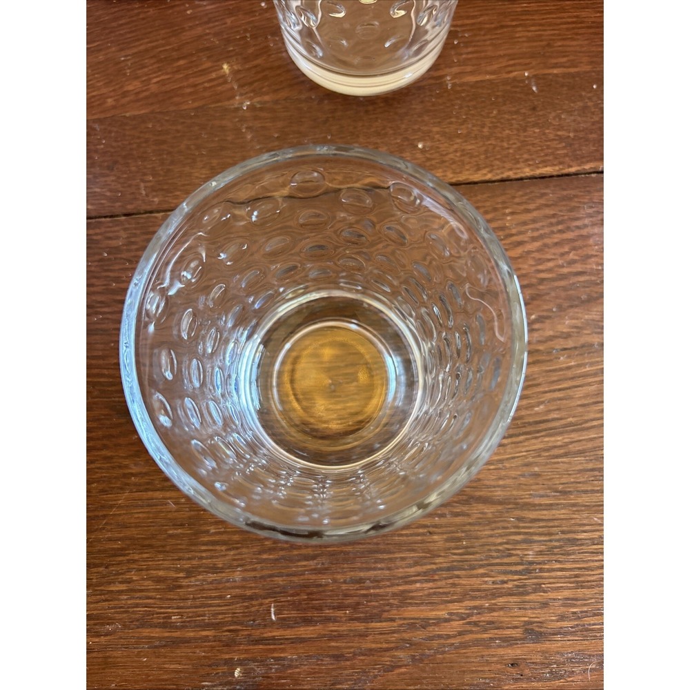 LIBBEY AWA Clear Polka Dot Optic Pattern Rocks Double Old Fashioned Glasses -4 - Picture 5 of 8